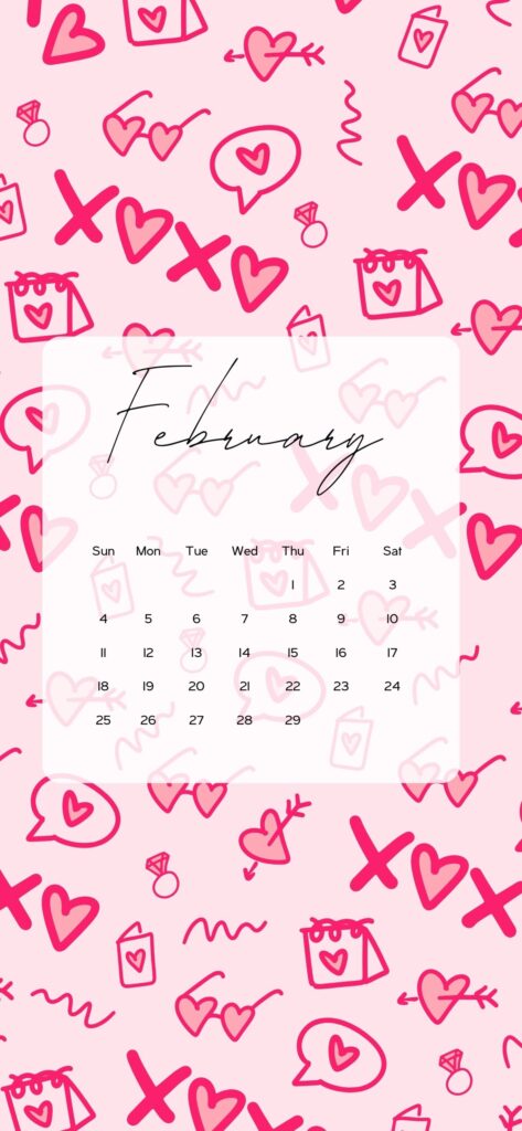 aesthetic february calendar valentine's day y2k