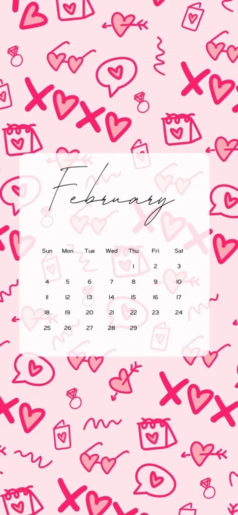 aesthetic february calendar valentine's day y2k