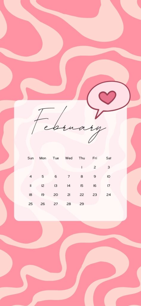 february 2024 calendar background pink heart y2k