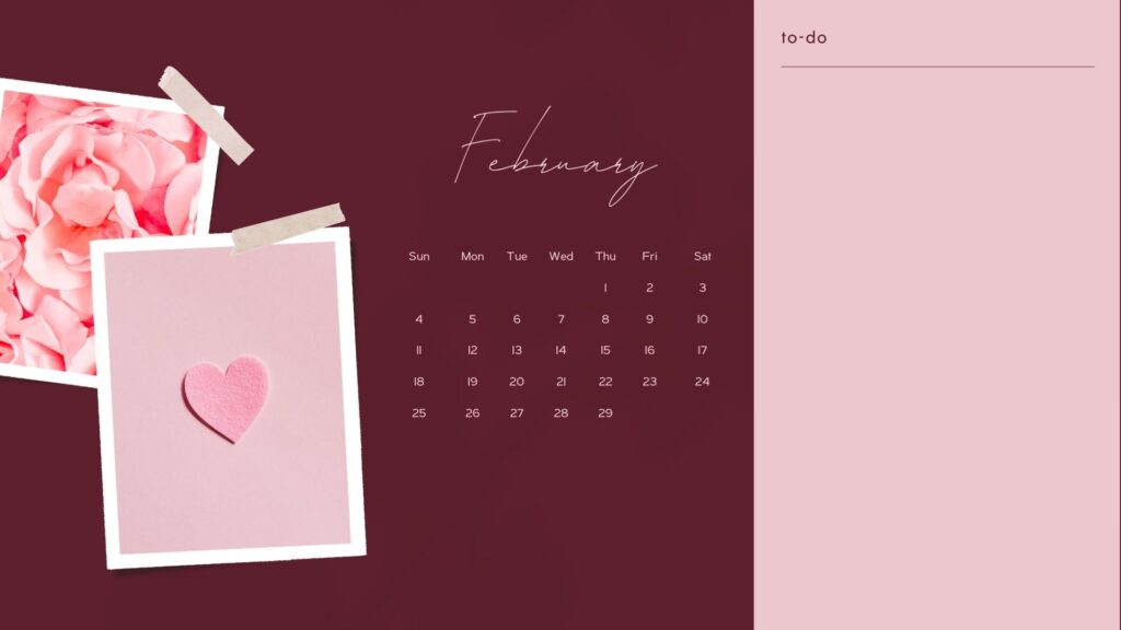 february 2024 calendar wallpaper pink minimalist