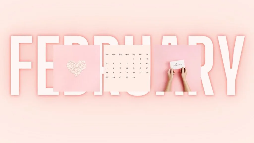 february desktop calendar pink minimalist