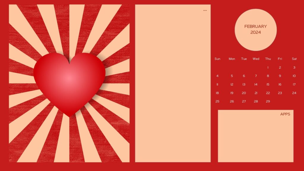 february desktop wallpaper 2024 heart retro