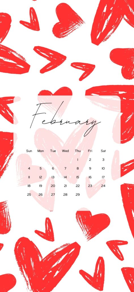 image of february 2024 calendar cute heart
