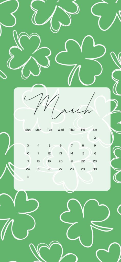 March wallpapers St Patrick's day cute shamrocks green white
