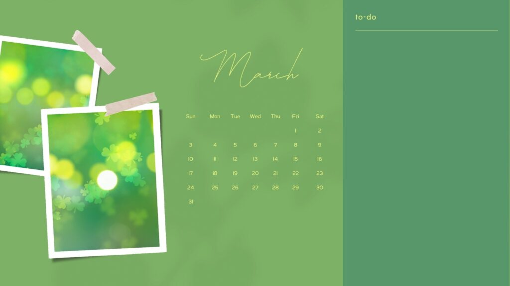 March wallpapers St Patrick's day desktop organizer green shamrock