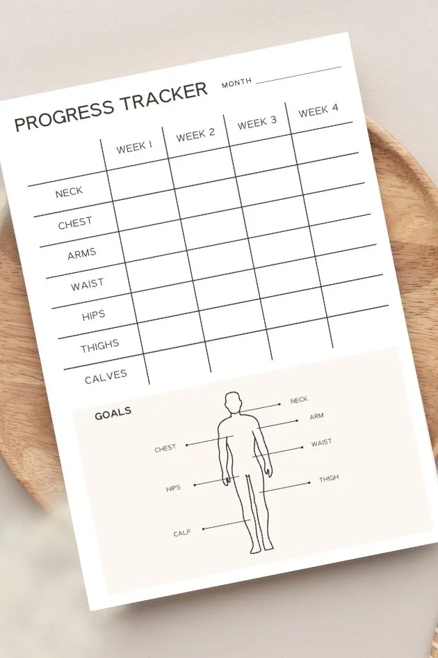 free printable fitness journal progress tracker minimal aesthetic
