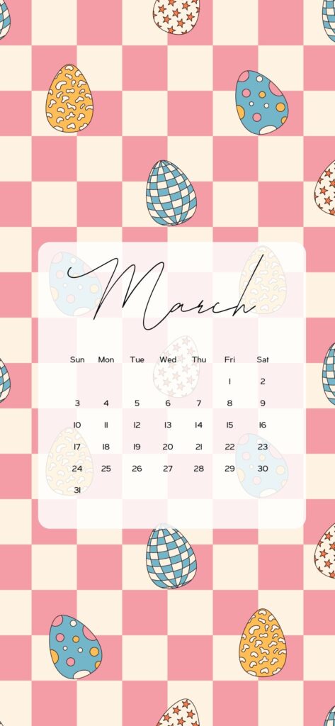 march 2024 calendar background y2k easter