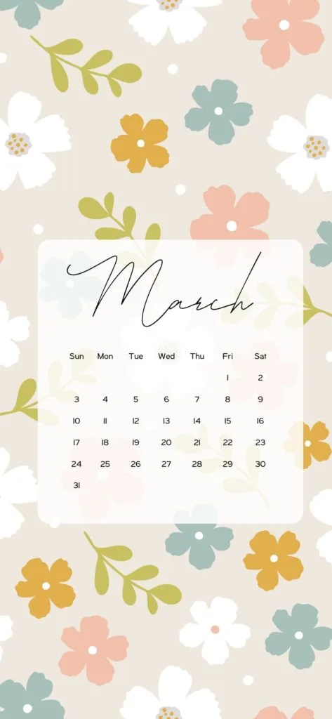 march calendar background aesthetic vintage flower