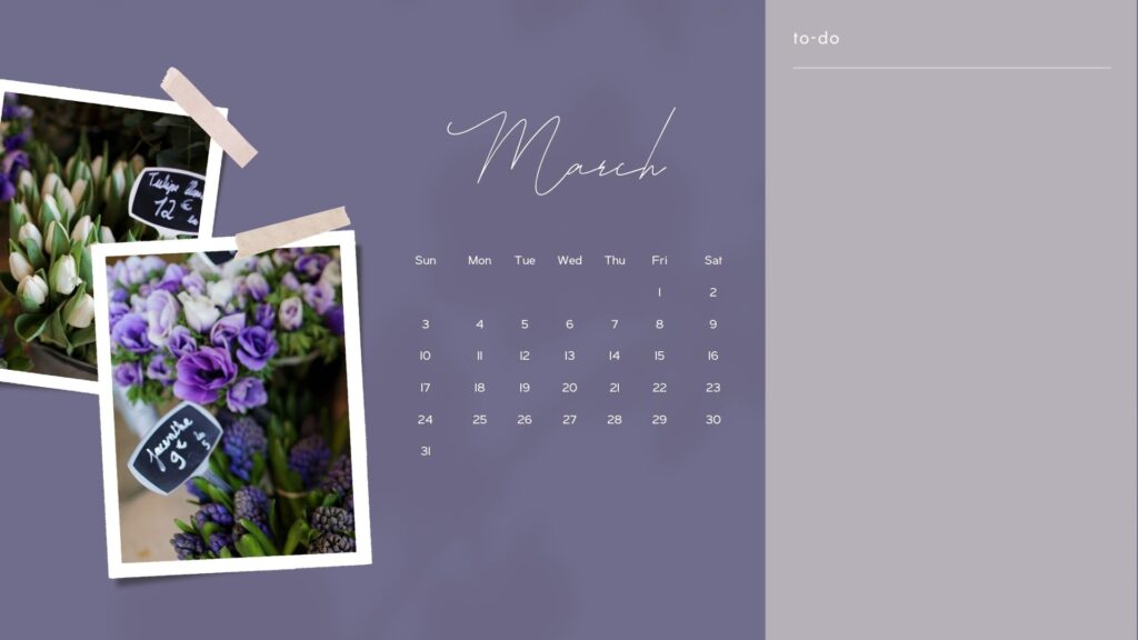 march desktop wallpaper purple elegant organizer