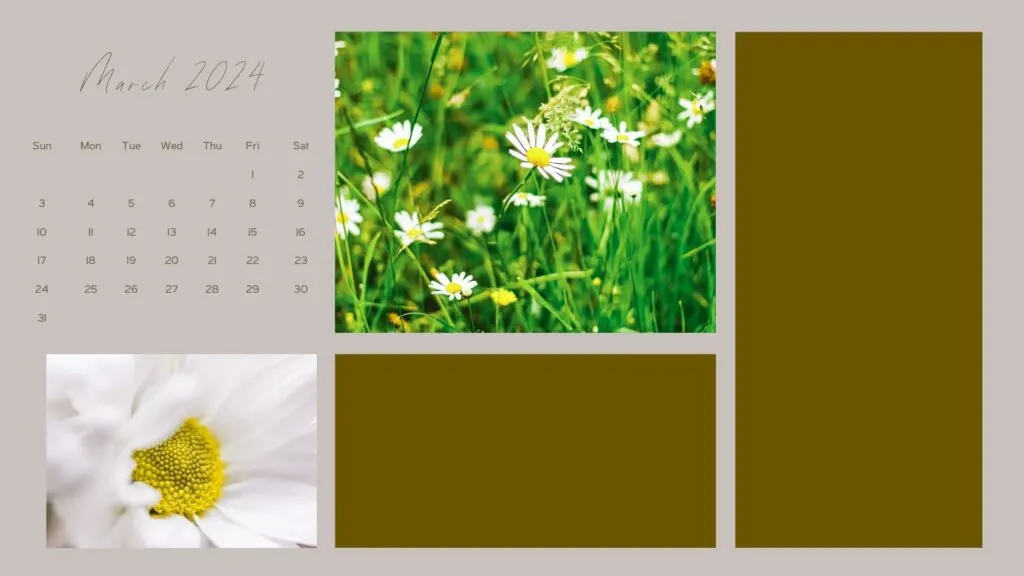 march desktop calendar green flower organizer