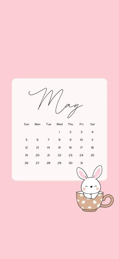 aesthetic May calendar wallpaper pink pastel