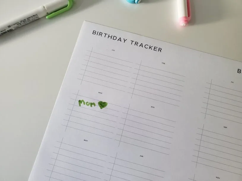 free pdf daily planner birthday tracker pretty