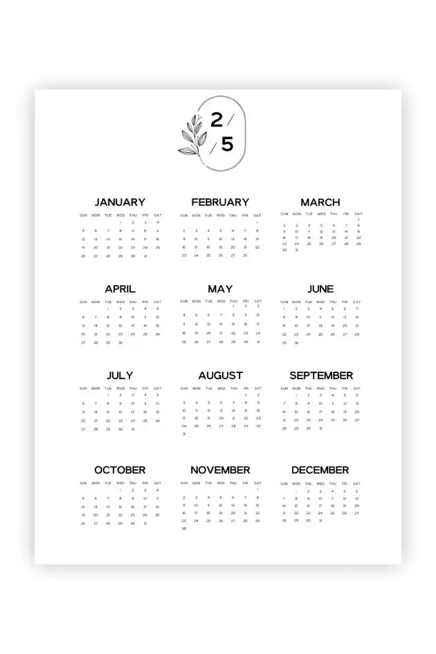 minimalist 2025 yearly calendar template Yearly Calendar Planner Pages