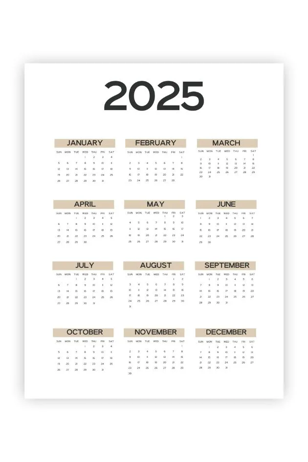 simple 2025 printable calendar pdf