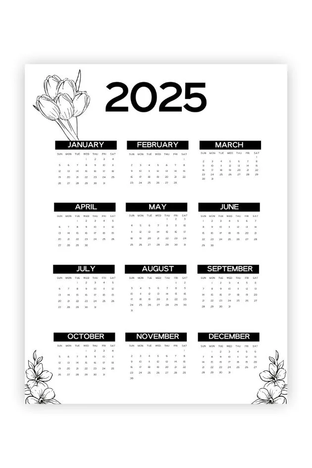 aesthetic free printable calendar pdf 2025