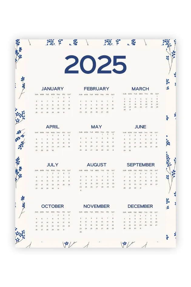 aesthetic printable yearly calendar 2025 pdf