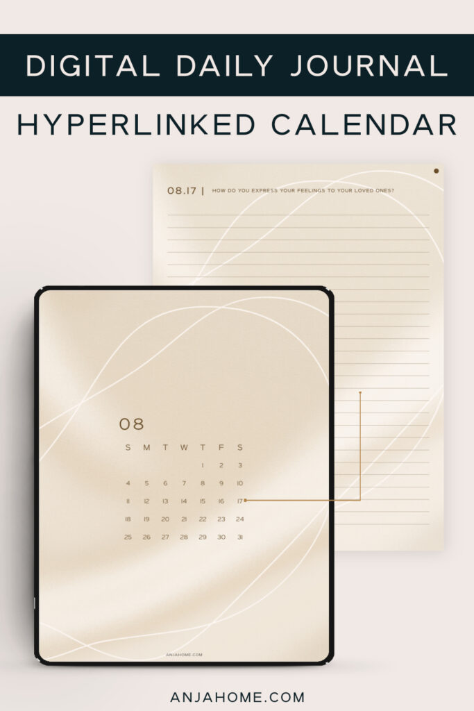 Journal Goodnotes hyperlinked calendar