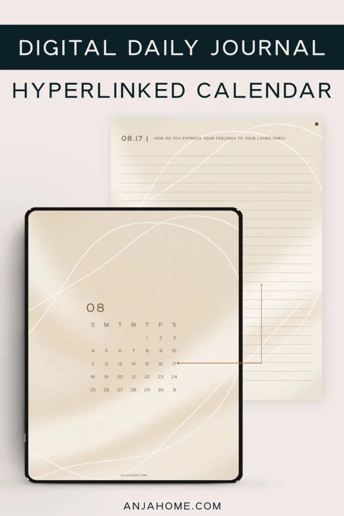 Journal Goodnotes hyperlinked calendar