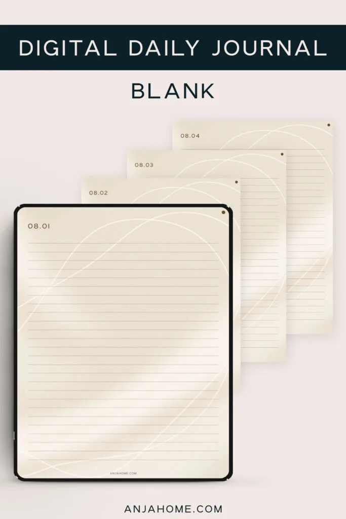 Daily Digital Journal templates prompts aesthetic blank lined notebook