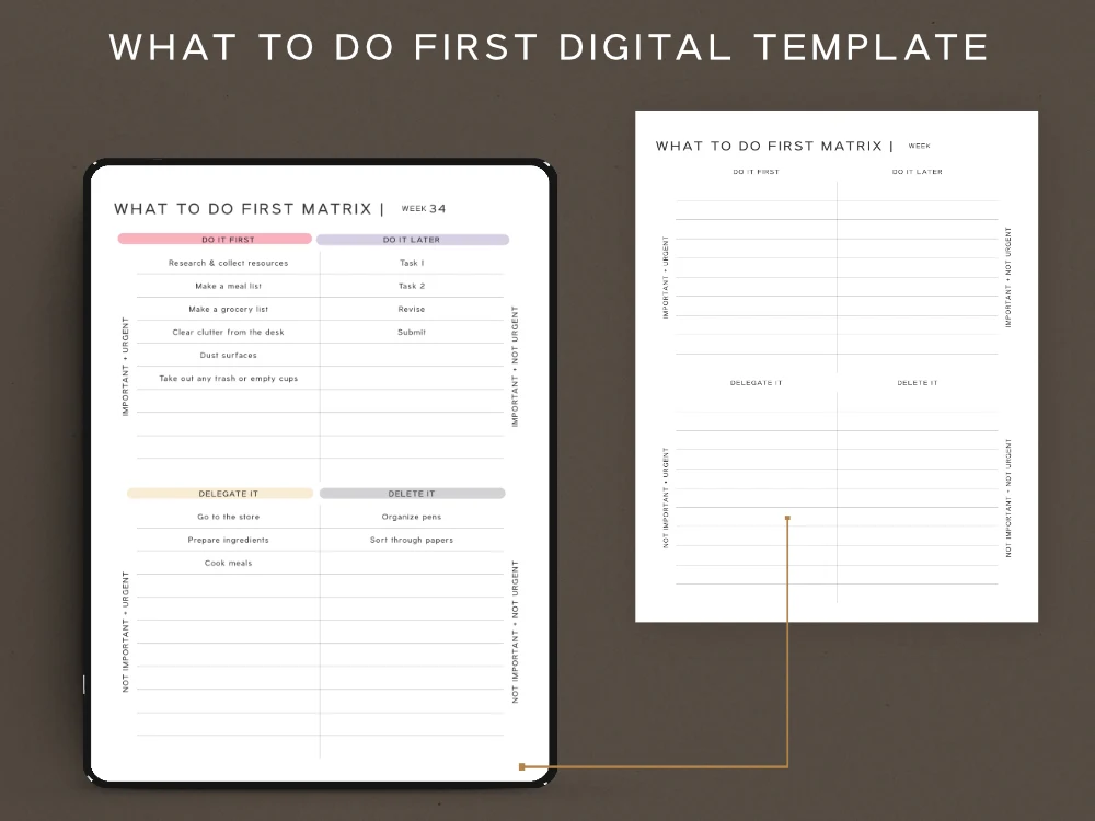 24-hour daily planner digital template priority matrix to do list