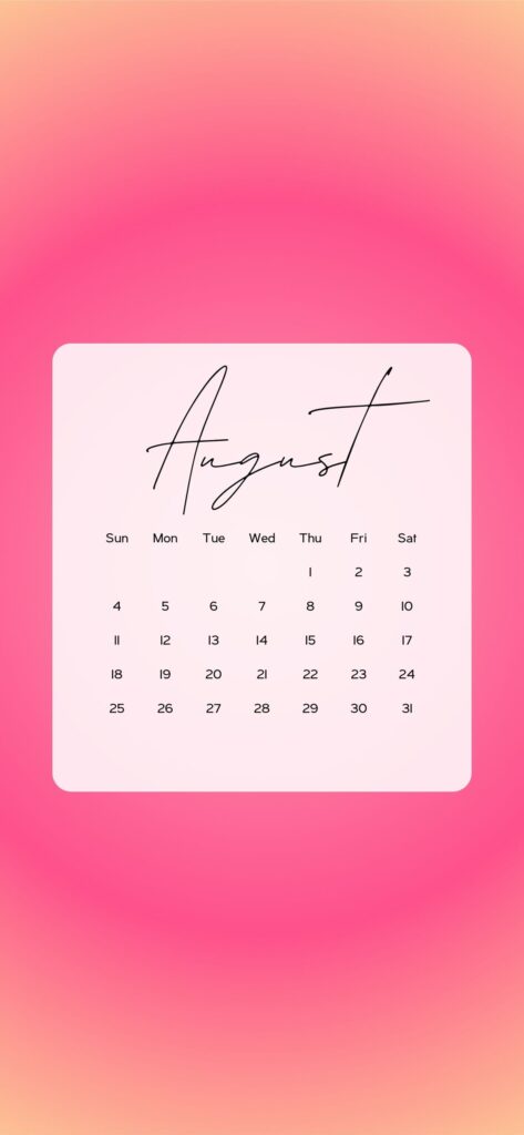 pink aura preppy august calendar wallpaper