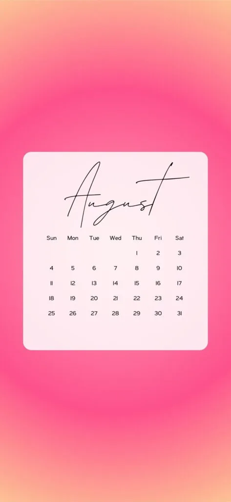 pink aura preppy august calendar wallpaper