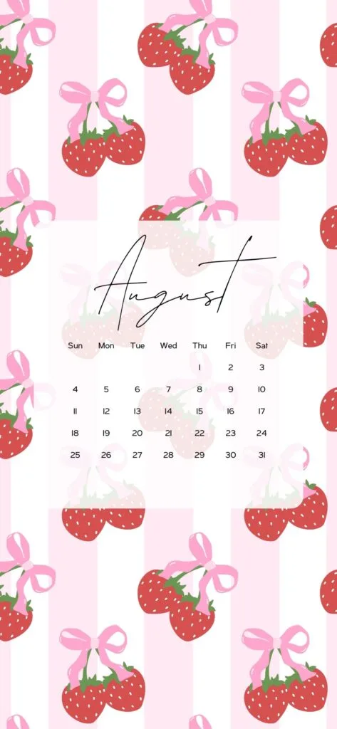 August Wallpapers Calendar Backgrounds coquette preppy