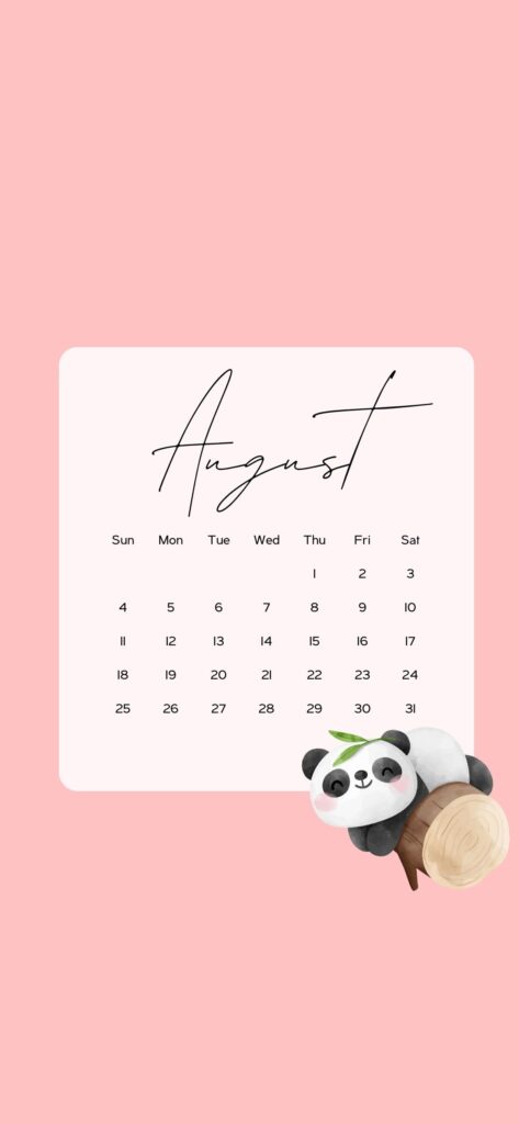 cute pink kawaii august calendar picture ideas