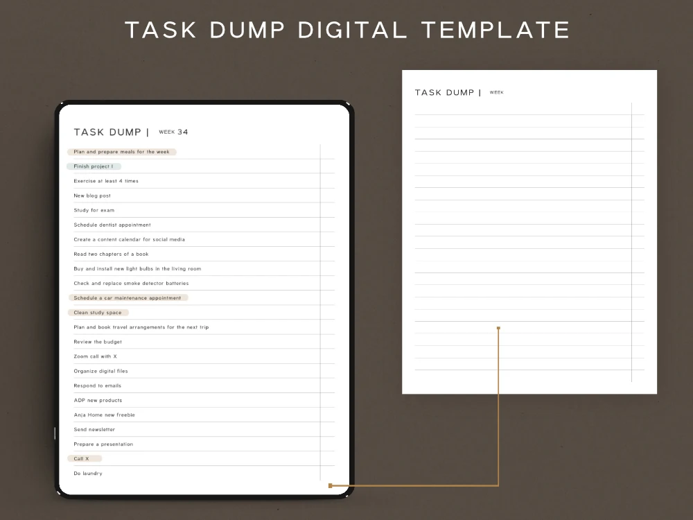 task dump to do list 24-hour daily planner digital template