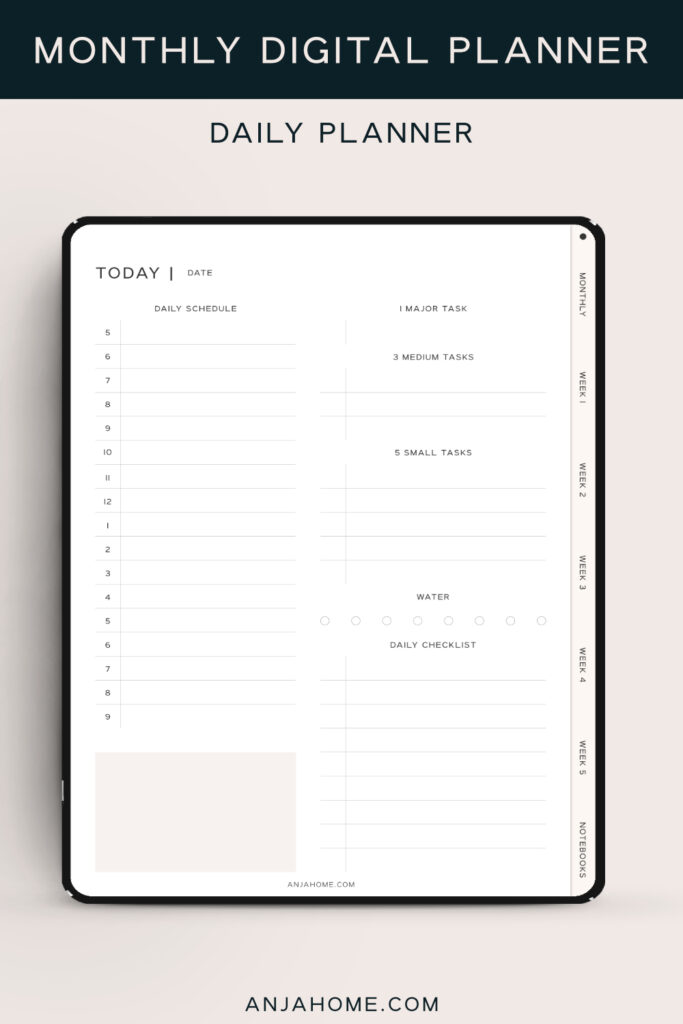 iPad monthly planner daily page