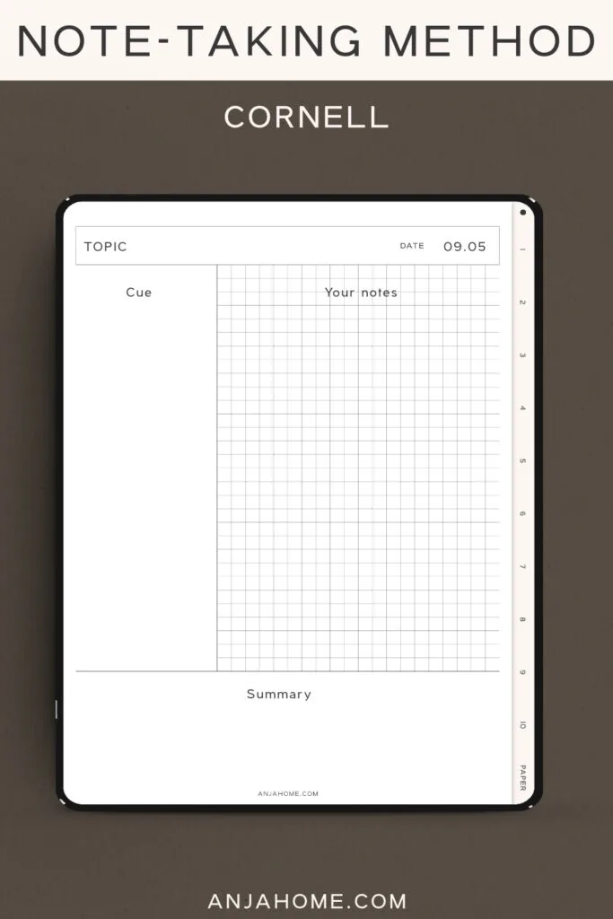 free digital notebook template academic Cornell