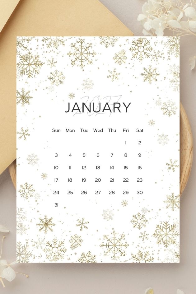 Cute January Calendar Printable (2027) - AnjaHome