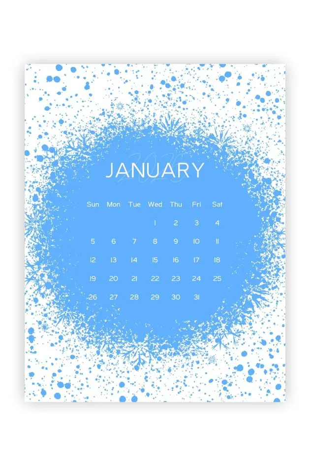 january 2025 calendar sunday start blue