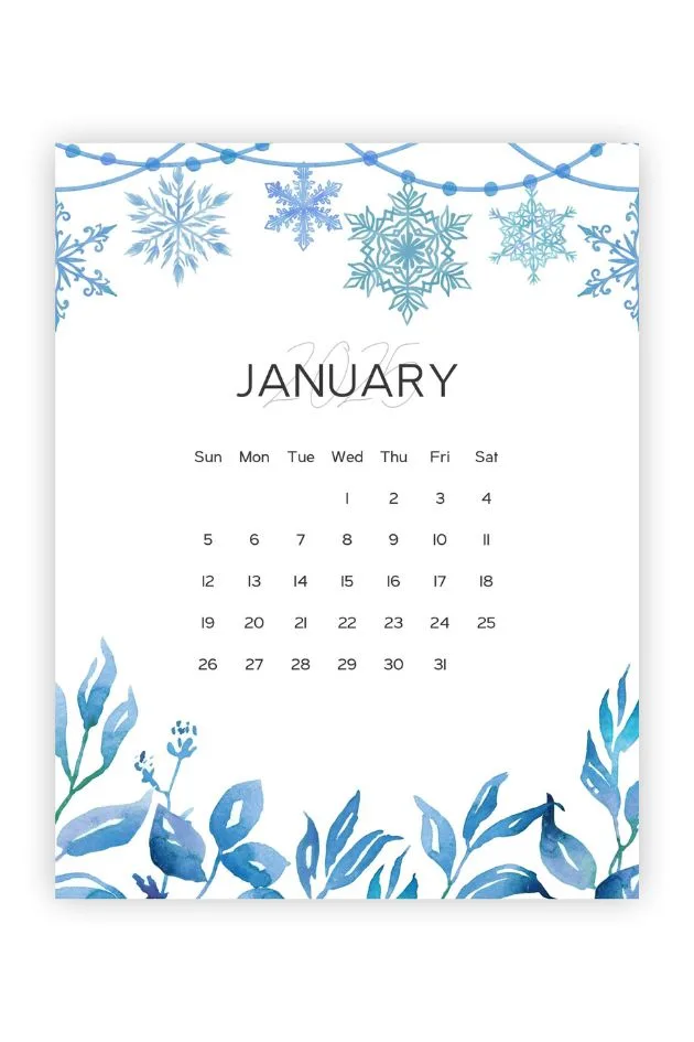 calendar jan minimal blue winter