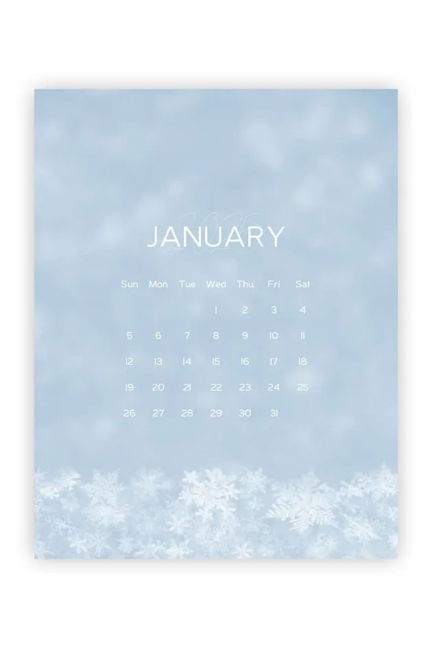 printable january 2025 calendar winter blue pastel aesthetic