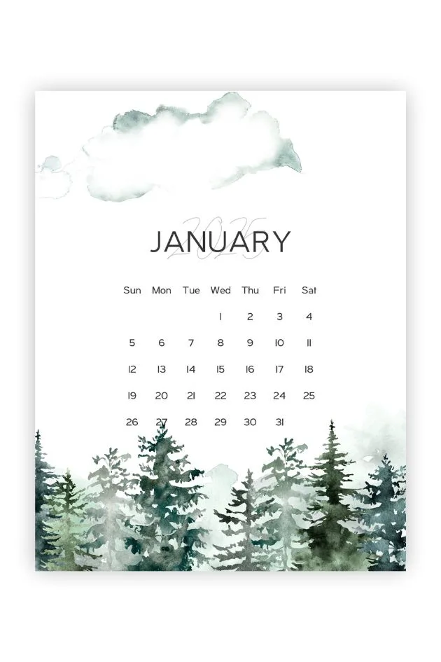 january template greenery watercolor aesthetic