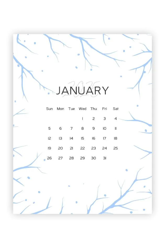 calendar for january winter blue aesthetic