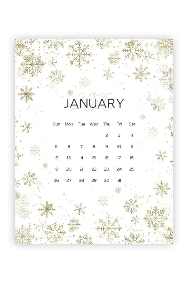 january calendar month gold winter cute