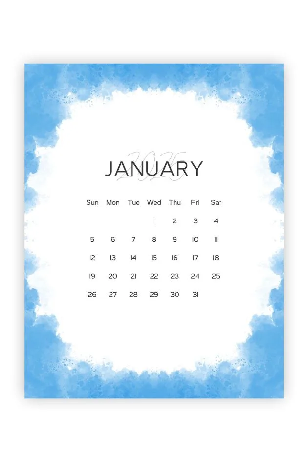 january printable calendars blue