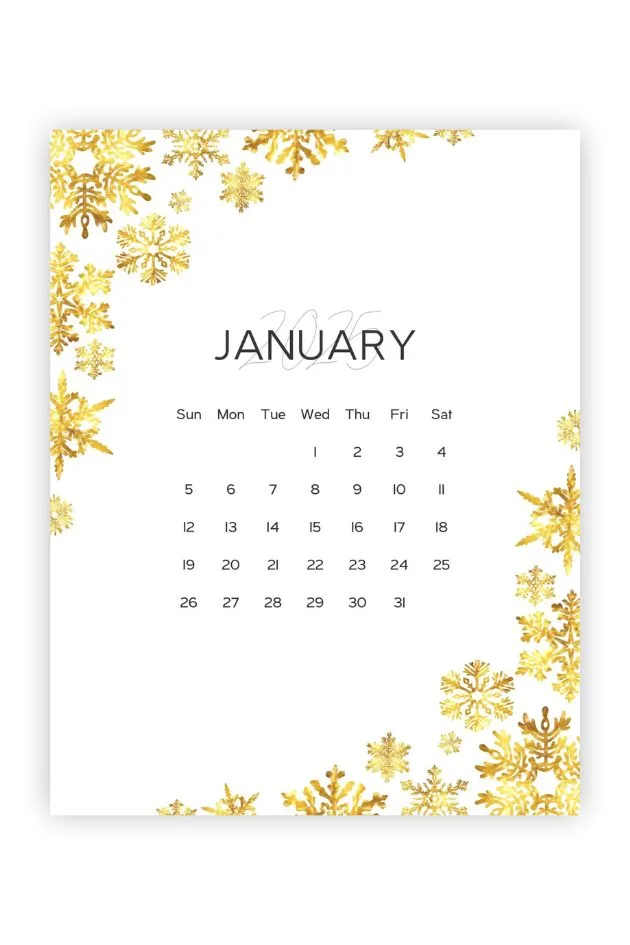 free calendar january gold winter