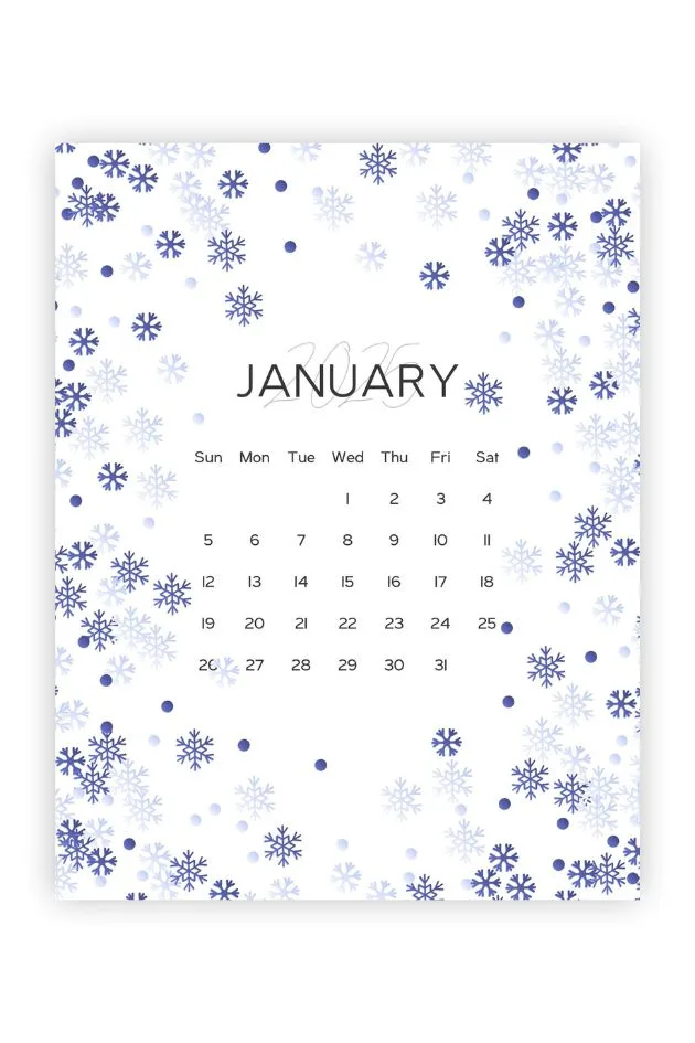 calendars january winter minimalist