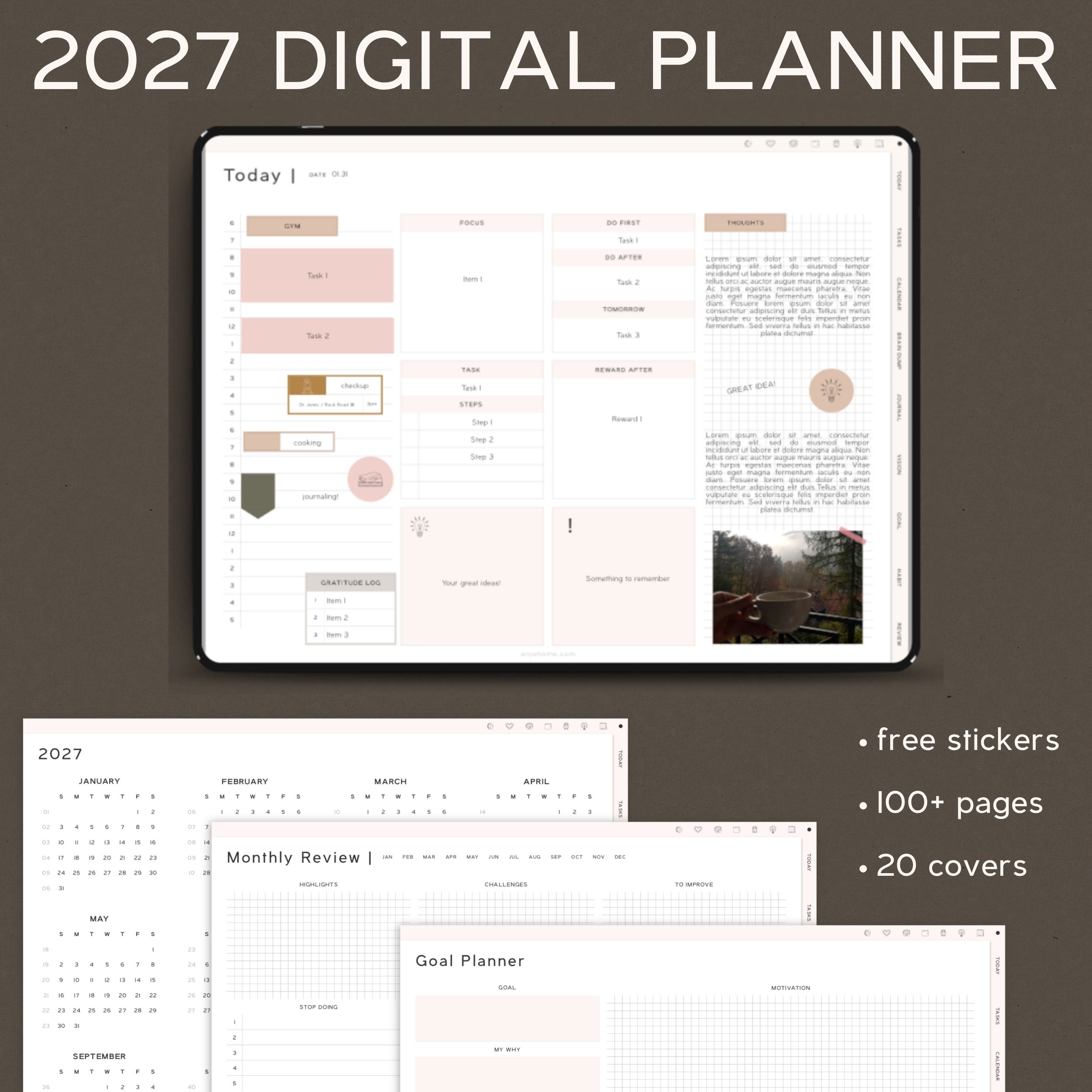 Aesthetic digital planner goodnotes templates