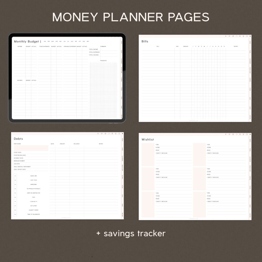 money digital planner pages 2027